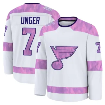 Men's Garry Unger St. Louis Blues 2024 Hockey Fights Cancer Practice Jersey - White Premium