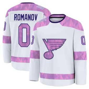 Men's Georgi Romanov St. Louis Blues 2024 Hockey Fights Cancer Practice Jersey - White Premium