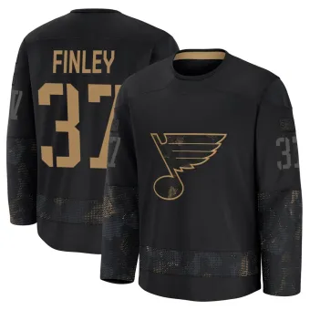 Men's Jack Finley St. Louis Blues 2024 Military Appreciation Practice Jersey - Black Premium