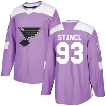 Men's Jakub Stancl St. Louis Blues Hockey Fights Cancer Jersey - Purple Authentic