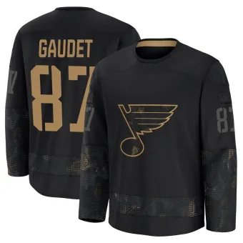 Men's Marc-Andre Gaudet St. Louis Blues 2024 Military Appreciation Practice Jersey - Black Premium