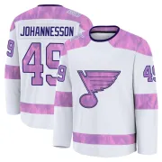Men's Samuel Johannesson St. Louis Blues 2024 Hockey Fights Cancer Practice Jersey - White Premium