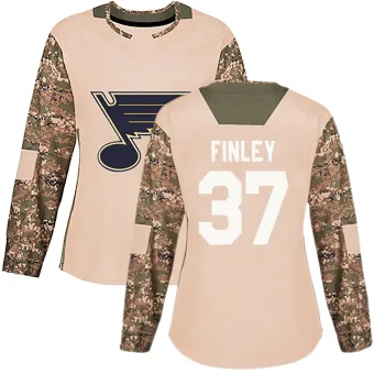 Women's Jack Finley St. Louis Blues Veterans Day Practice Jersey - Camo Authentic