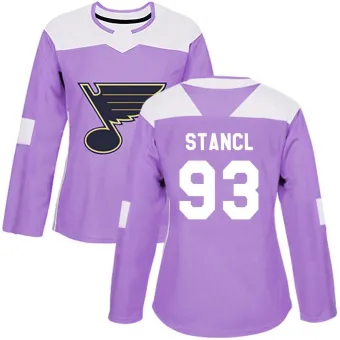 Women's Jakub Stancl St. Louis Blues Hockey Fights Cancer Jersey - Purple Authentic