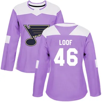 Women's Leo Loof St. Louis Blues Hockey Fights Cancer Jersey - Purple Authentic