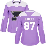 Women's Marc-Andre Gaudet St. Louis Blues Hockey Fights Cancer Jersey - Purple Authentic