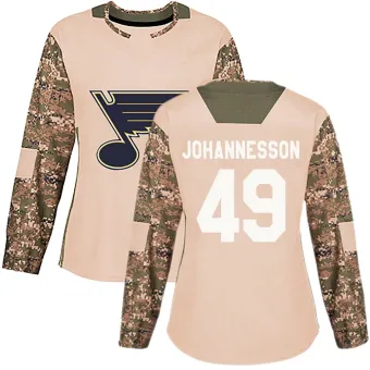 Women's Samuel Johannesson St. Louis Blues Veterans Day Practice Jersey - Camo Authentic