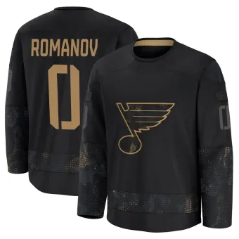 Youth Georgi Romanov St. Louis Blues 2024 Military Appreciation Practice Jersey - Black Premium