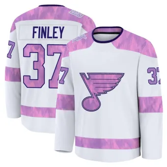 Youth Jack Finley St. Louis Blues 2024 Hockey Fights Cancer Practice Jersey - White Premium