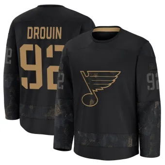 Youth Jonathan Drouin St. Louis Blues 2024 Military Appreciation Practice Jersey - Black Premium