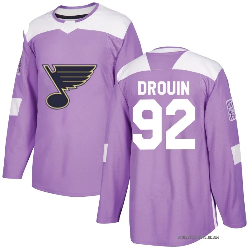 Youth Jonathan Drouin St. Louis Blues Hockey Fights Cancer Jersey - Purple Authentic