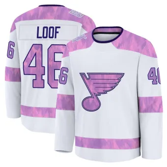 Youth Leo Loof St. Louis Blues 2024 Hockey Fights Cancer Practice Jersey - White Premium