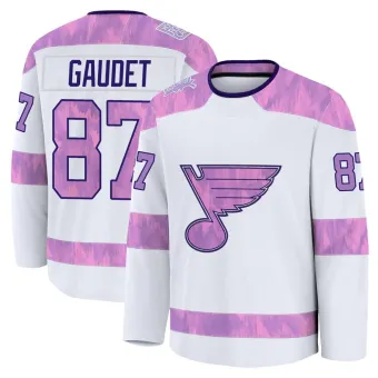 Youth Marc-Andre Gaudet St. Louis Blues 2024 Hockey Fights Cancer Practice Jersey - White Premium