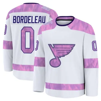 Youth Thomas Bordeleau St. Louis Blues 2024 Hockey Fights Cancer Practice Jersey - White Premium